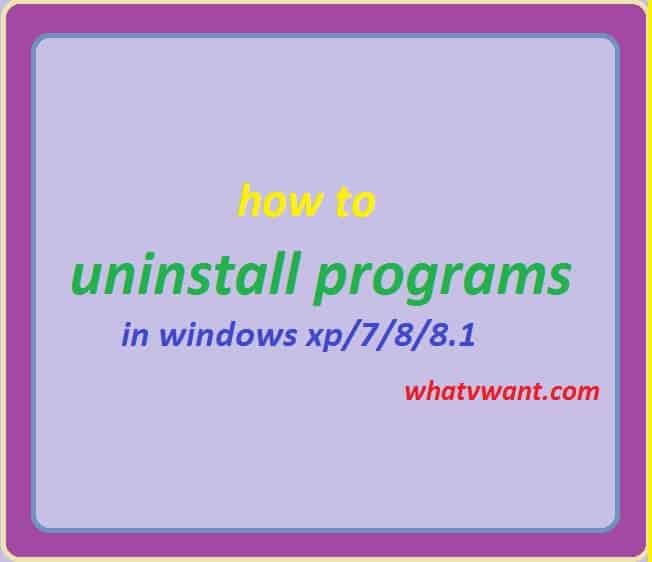 Cannot Uninstall Programs In Windows Vista