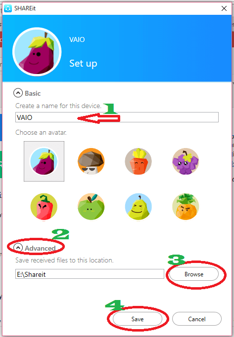 shareit advanced settings
