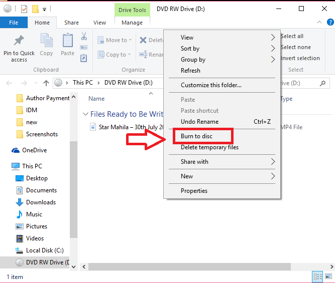 how to burn a cd windows 10